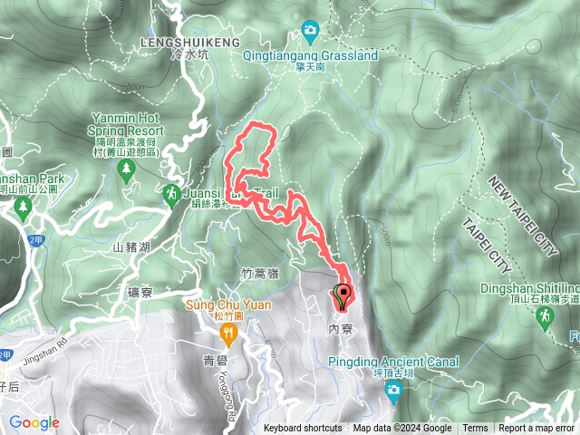 陽明山七炭窯-三山(內寮崙-菁礐山-竹篙山南峰)-竹篙山山腰路-松石草原連走