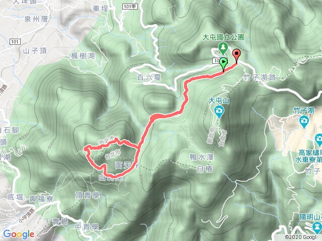 二子坪步道、面天山、向天山、向天池O型