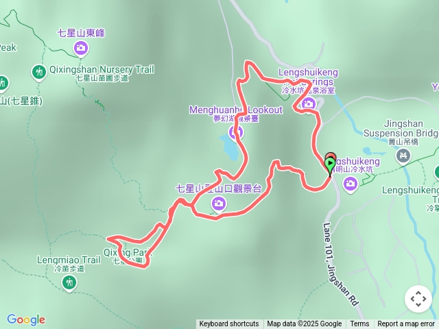 冷水坑遊客中心→七星公園→夢幻湖→冷水坑遊客中心（環形路線）