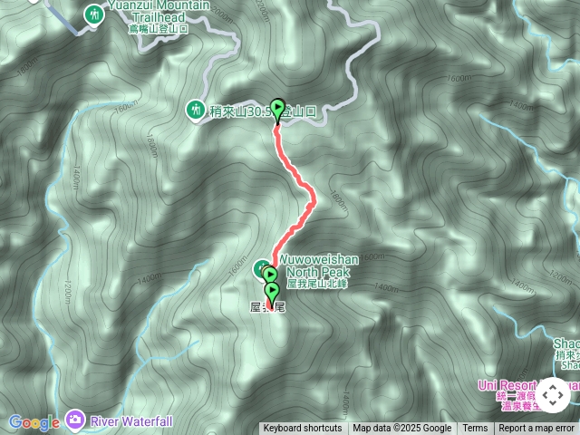 大雪山登山口至屋我尾三角點