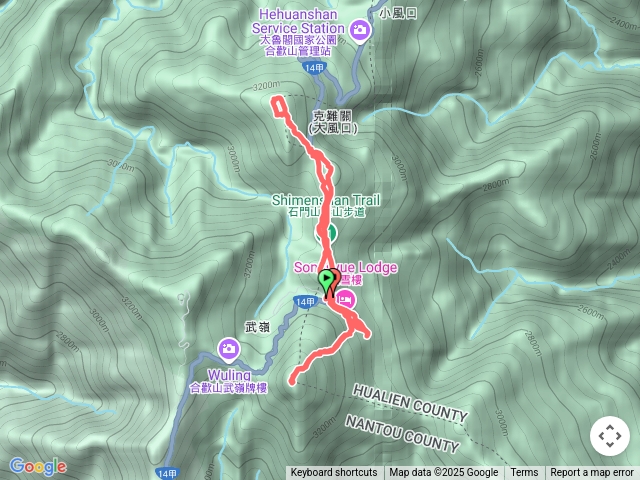 奇萊山登山口合歡尖山石門山南哈哈山哈哈山石門山北峰合歡東峰松雪樓合歡山觀景台