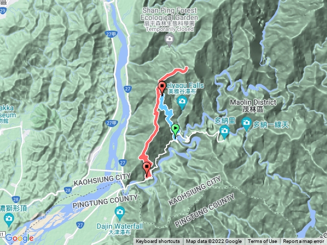111/12/17六龜警備道：鳴海山-真我山-茂林(含美雅商店至登山口行車軌跡)