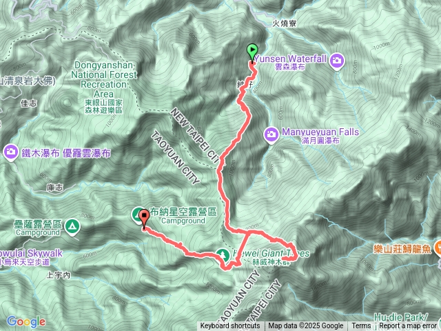 滿月圓天德巷登山口起登-拉卡山-多崖山-北插天山-木屋遺址-赫威神木群-小烏來登山口