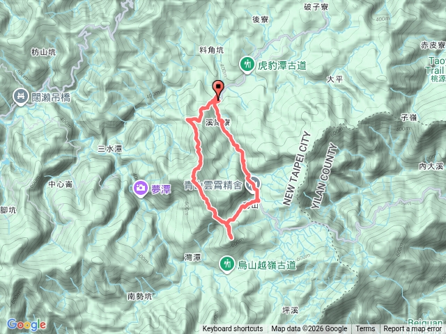 豎旗山～豎旗山南峰～烏山古道西段越嶺鞍部～網形山。（新北雙溪）預覽圖