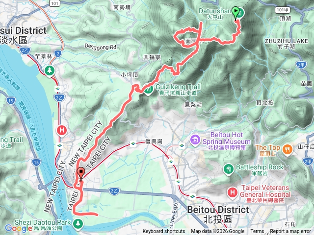 大屯山三角點-大屯南峰-大屯西峰-屯膝峰-面天山-雙面山-向天山三角點（芒草區）-關渡預覽圖