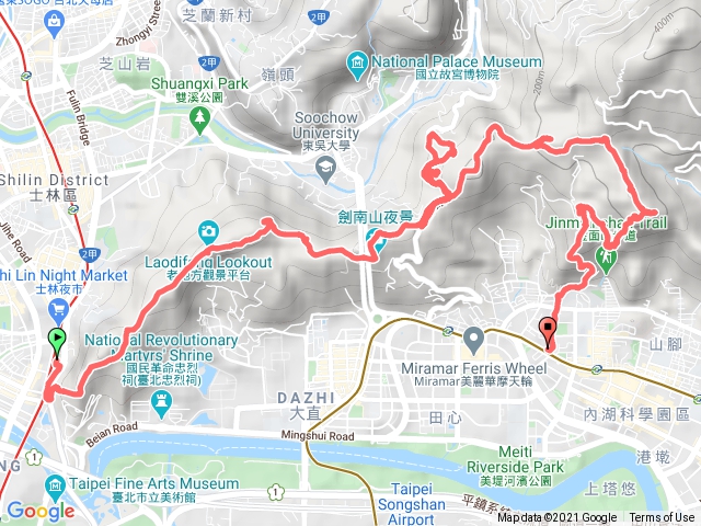 劍潭站~老地方~文間山~劍南山~金面山~西湖山~西湖站