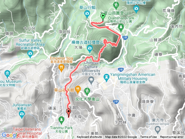 陽明山第二停車場、紗帽山、半嶺步道至天母