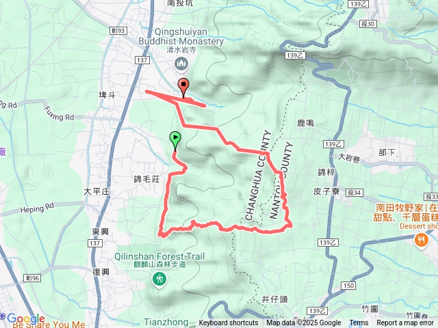 田中上大小劍內樹尾山o繞中央嶺步道下