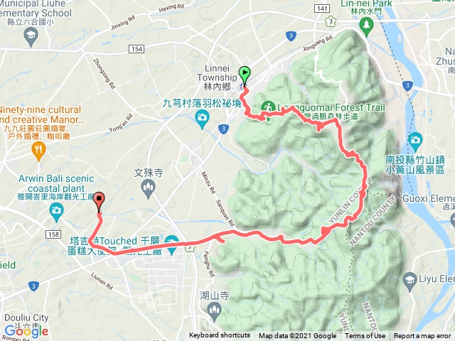 20211101 林內車站~龍過脈步道(南林內山，觸口山，南觸口山，咬狗山(未竟))~石瑠車站