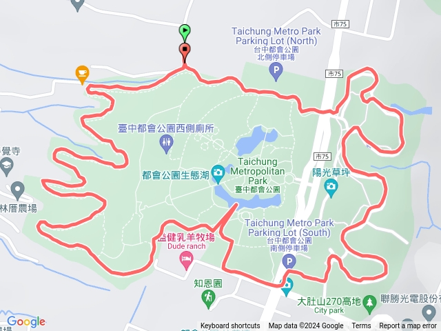 台中都會公園繞大圈很像雙手形狀