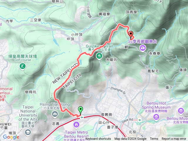 北投桃源公園、忠義山、嘎嘮別山、仙掘池、下青礐步道 雨中行預覽圖