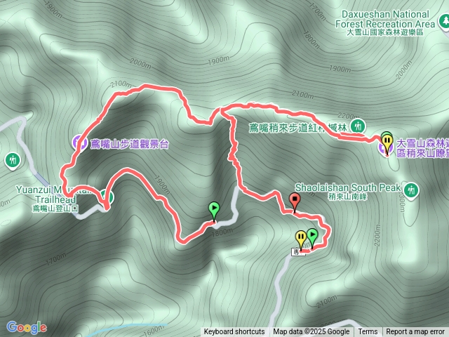 鳶嘴稍來O型，鳶嘴登山口進，稍來28.4岔路下