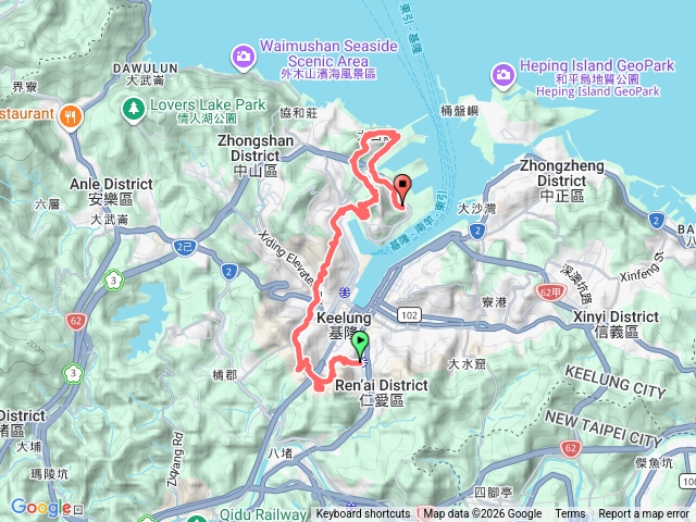 2026-02-21 三坑車站~北碉堡~劉銘傳隧道~飛鳳山~火號山~基隆雙塔~仙洞巖