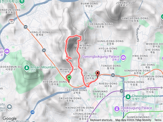 仁王山-禪岩路線、彰義門、山麓道路線