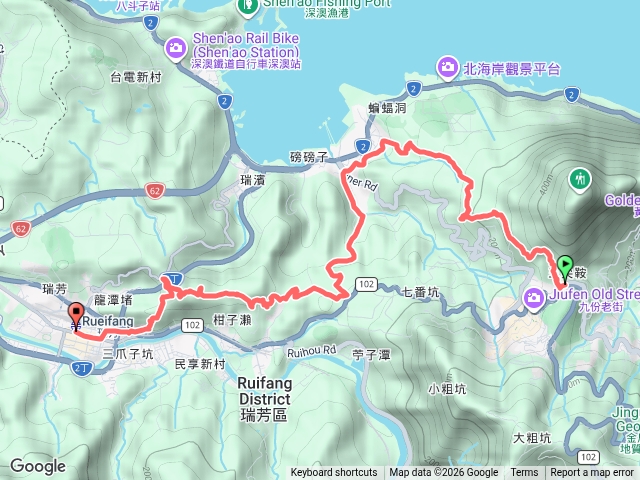 20260618瑞芳-九份隔頂站-焿子寮古道-基隆山西峰-跌死猴坑古道-瑞芳山-秀崎山-指雲宮-瑞芳車站