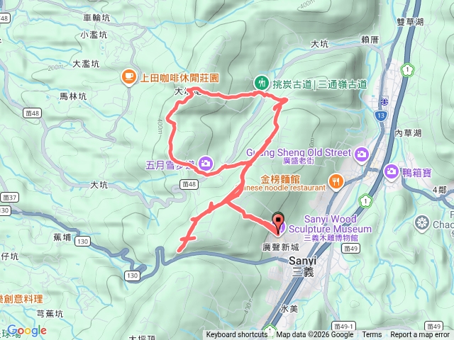 四月雪小徑三義山、慈濟山、大坪山T走三通嶺古道大坑尾山O走