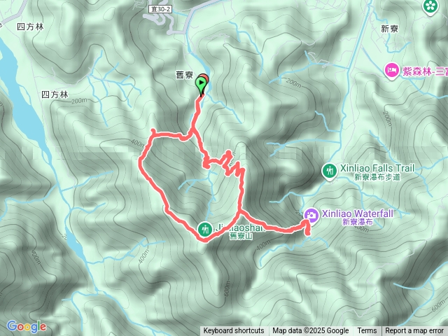 宜蘭冬山舊寮山群峰及新舊寮瀑布O 型