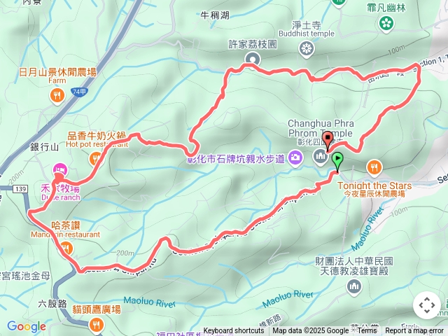 四面佛寺、石牌路、禾家牧場、田坑路、四面佛寺