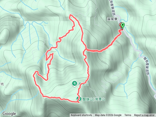 豎旗山東北稜-豎旗山北稜-豎旗山-豎旗山西北稜-藤寮坑古道-鯊魚岩洞-溪尾寮古道-豎旗山北稜
