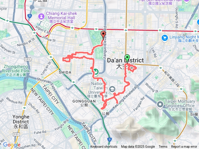2025-07-23 週邊三大學連走─教育大學鐘樓→大禮堂→台灣大學總圖書館→農業試驗場→傅鐘→醉月湖→台北師大校門→禮堂→清真寺→大安公園