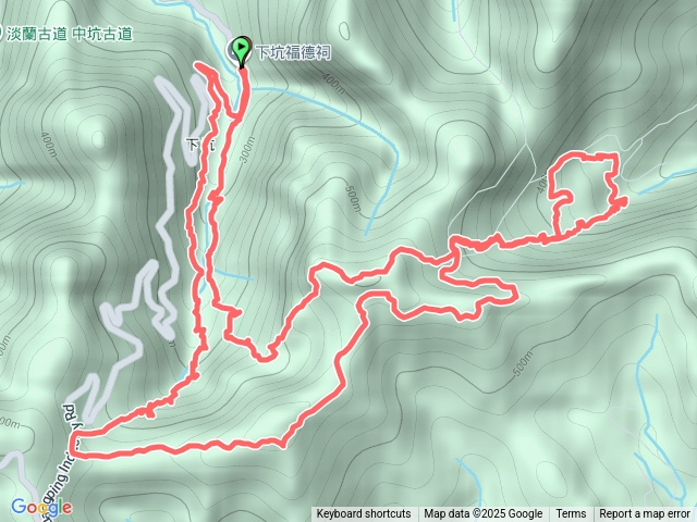 下坑古道東線、柑腳山、大埤古道、東林寺＇下坑古道西線雙O型