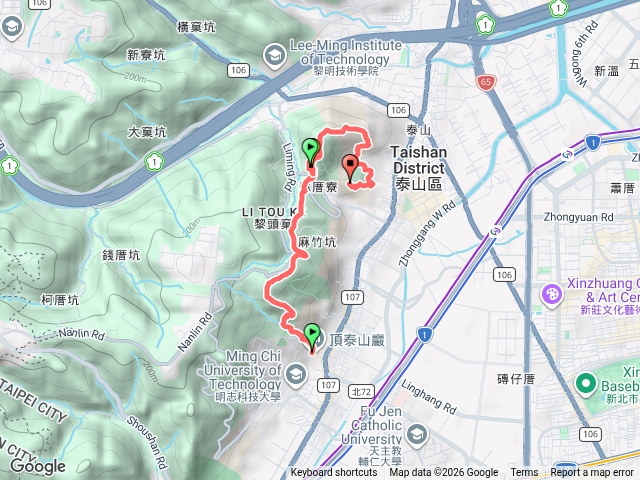 泰山嚴，瓊仔湖山北峰，尖棟山，山腳頂山，辭修公園