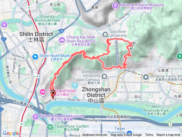 劍潭老地方O型，經，東大校園，自強隧道雞南山部道，文間山，靜修宮山預覽圖