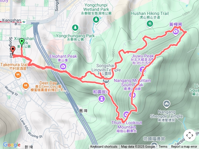 象山到95峰三角路線
