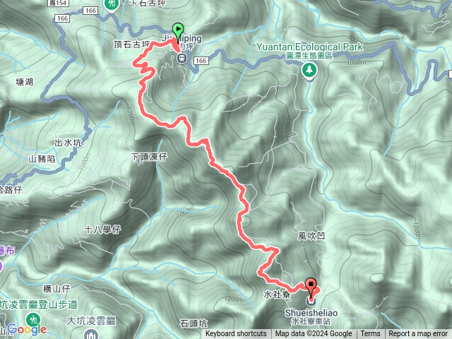 交力坪>篤鼻山>青園山>知鳥山>四天王(皇)山>水社寮+火車接駁