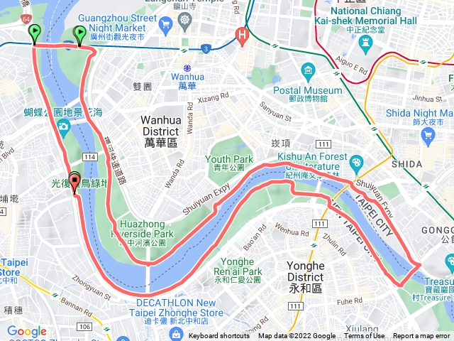 光復橫移門～華江橋～永福橋～原點