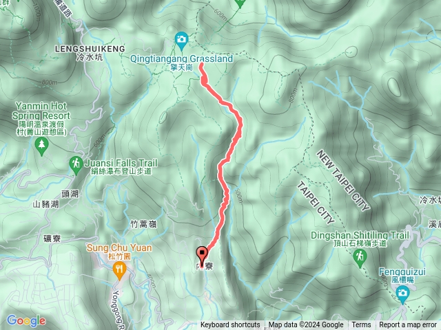 內雙溪古道山路至擎天崗一號碉堡來回 (戲水)