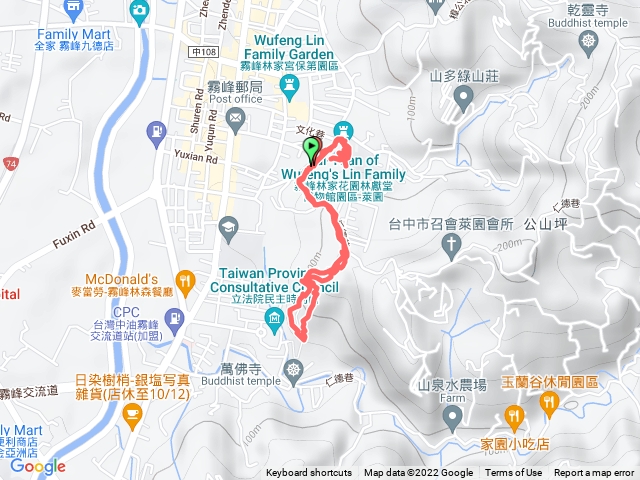 台中望月峰獻堂登山步道環中心瓏步道及萊園20221010