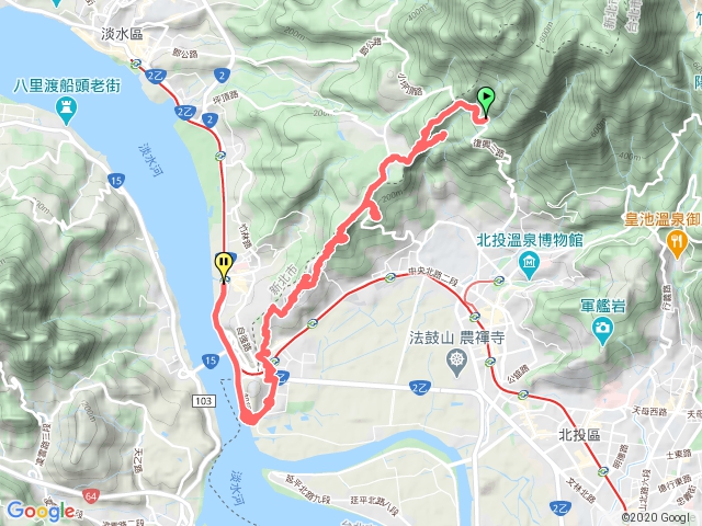 小坪頂山連走稻香山、嗄嘮別山、忠義山、光武山、關渡宮