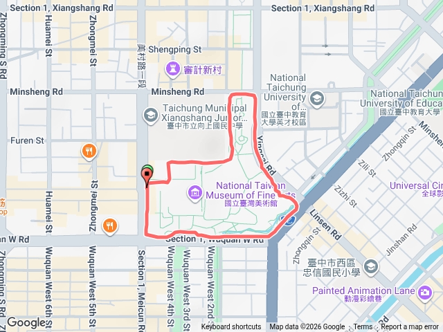 國立臺灣美術館(外圍一圈1.73km）