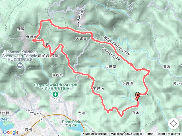 2022-01-16 內湖內溝溪北天宮～老鷲尖山～興善宮～大邱田山～白石湖山～石崁山～牛稠尾山～內溝溪生態館O繞預覽圖