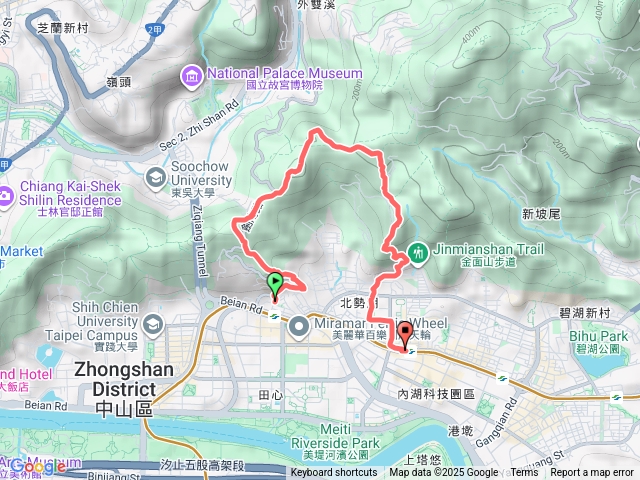 劍南路捷運站(劍潭古寺)-文間山-格物臺-劍南山東峰-西湖山-西湖山北峰-小金面山-西湖捷運站預覽圖