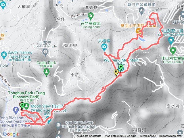 天上山、太極嶺、文筆山、山中湖、伍城山