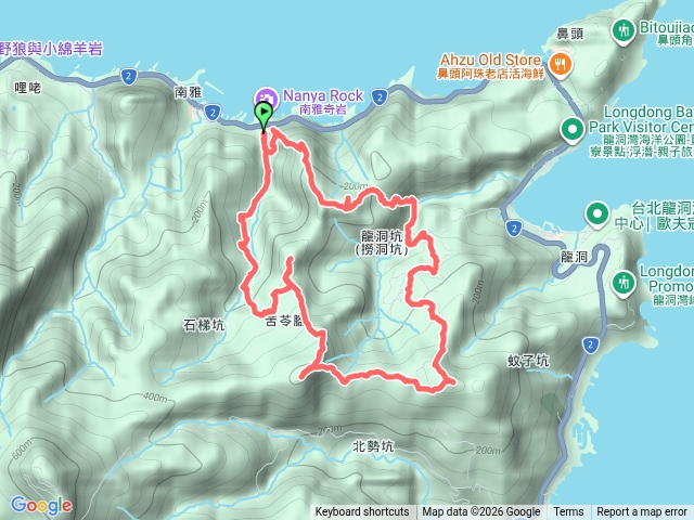 仁愛橋-石梯坑古道-苦命嶺-（和美山-蚊子坑古道-）龍洞坑古道-界止（地面石刻）-龍洞坑大瀑布-南雅山-南雅山西峰-黃金8.5稜-仁愛橋預覽圖