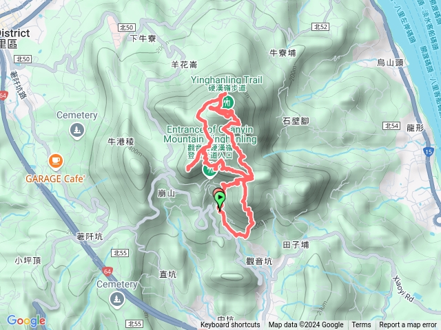 觀音山10連峰-尖山步道-鷹仔尖-盤絲一尖-盤絲二尖-大崩壁-凌雲尖-龍女岩-492-496峰-開山嶺-小鷹尖-觀音山2刷-北橫-碧瑤山莊（回公車總站）預覽圖