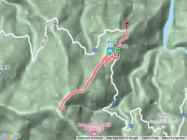 庫哈諾辛山(2022-03-11)-南橫天池起登-原路來回-路點標註