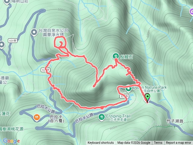 20260411二子坪遊客服務站-菜公坑山-反經石-百拉咔山-烘爐山-5.1k登山口-十八灣古道-二子坪遊客服務站