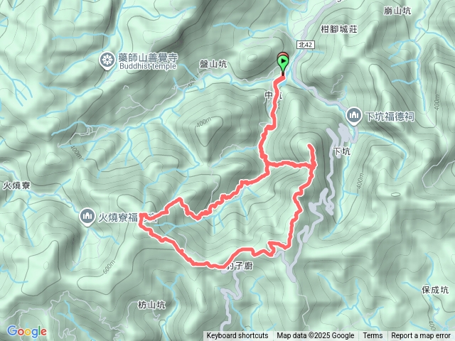 雙溪  中坑橋-中坑古道-中坑東山-北豹子廚山-中坑頭鞍部-枋山坑山-古早厝地-中坑古道 O形