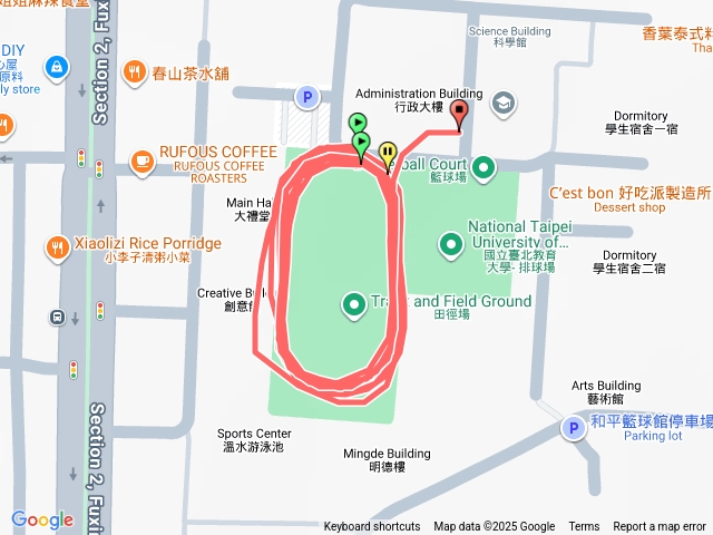 20250902（雨）北教大運動場7圈