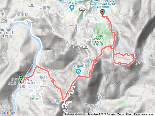 猴硐-金字碑古道-不厭亭-牡丹山-燦光寮山-黃金博物館