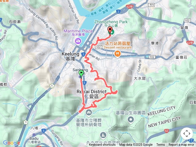 三坑車站-紅淡山-基隆塔-中正公園