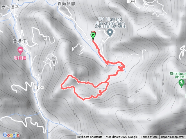 2023-04-22 鹿母潭山P形─鹿母潭山登山口→福慧山石刻→路障→水池王姓工寮→鹿母潭山→叉路→百年土地公登山口