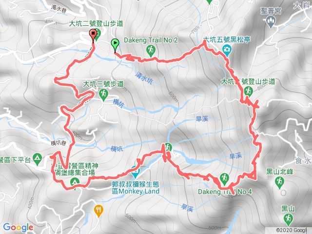 大坑步道2号上4号下經連坑巷O型