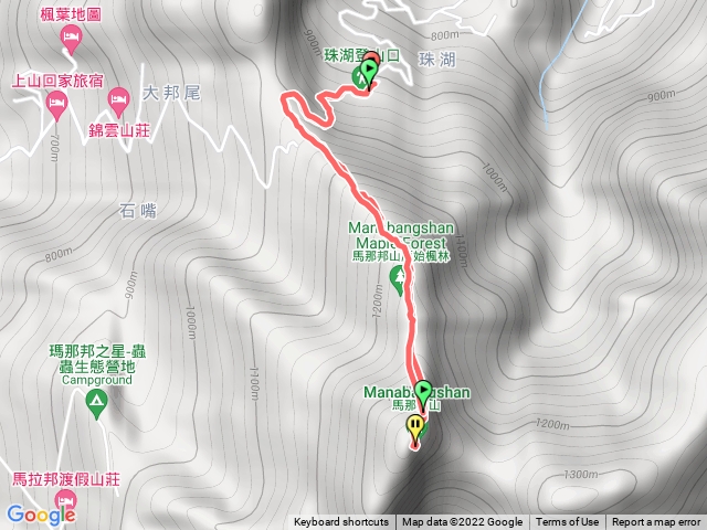 珠湖登山口-馬那邦山（原路折返）