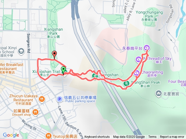 象山步道（走回入口處忘記關定位，多錄了很多軌跡）預覽圖