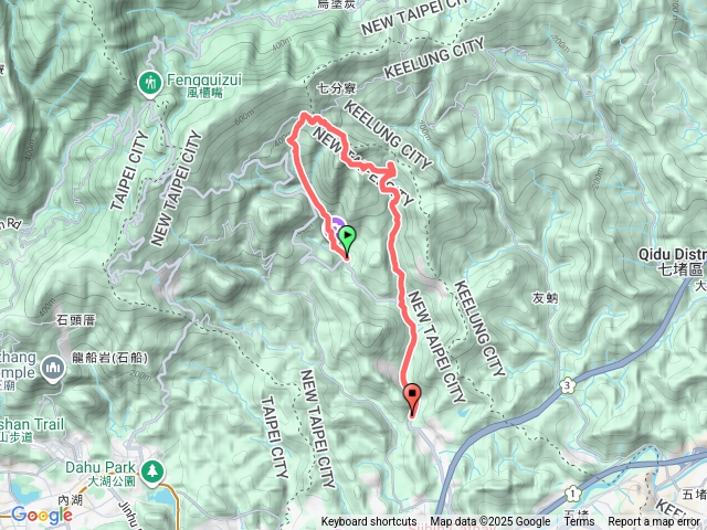 【新北汐止】柯子林茶莊起登→五指山古道+友蚋山南峰→新山→夢湖→回程夢湖路→O型走~里程:約7.8 公里預覽圖